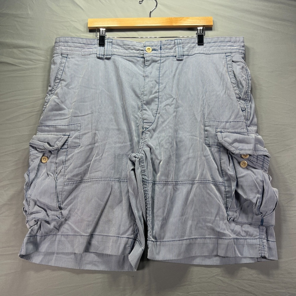 Polo Ralph Lauren Cargo Shorts Men 42 Blue Striped Hickory Railroad Train Preppy